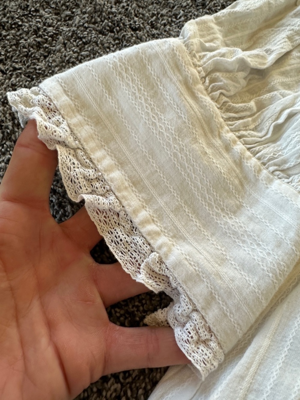 Victorian Edwardian Style White Ruffled Smocked Mini Babydoll Dress - Picture 3 of 9